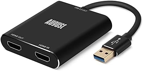 August VGB500 HDMI Capture Card - USB 3.0 Full HD 1080P 60fps - Perfect for YouTube Twitch Plug Play - Capture Recording Streaming PS4 Xbox One Nintendo Switch for PC Mac Linux