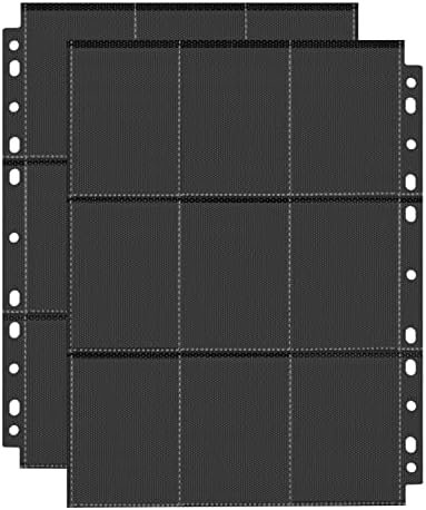 Card Sleeves, Double Page Card Protector, 11 Holes, Transparent Card Game Card Holder Set, Trading Card Accessories (Black Transparent, 40 Sheets 720 Pockets)