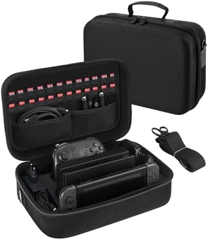 Case for Nintendo Switch 2 Console 2025, Carrying Pouch, Hard Protective Portable Case, Case for Nintendo Switch 2 Console and Accessories, 24 Game Cartridges