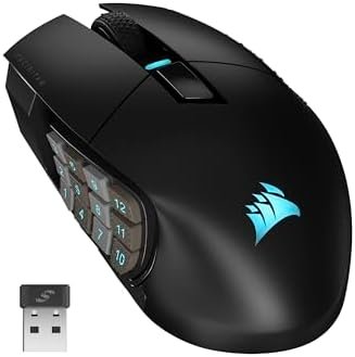Corsair Scimitar Elite RGB Wireless MMO Gaming Mouse - 26,000 DPI - 16 Programmable Buttons - Up to 150 Hours of Battery - iCUE Compatible - Black
