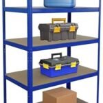 Étagère Robuste Relaxdays, H x l x P 180 x 100 x 60 cm, capacité 1 250 kg, 5 Niveaux MDF, étagère de Cave, Bleue.