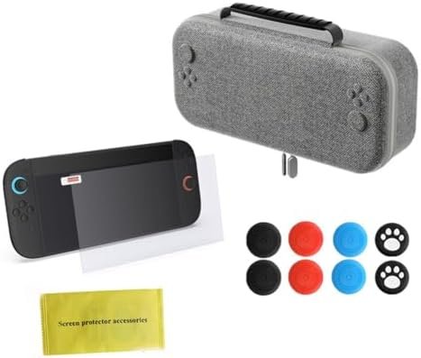 FUANA Étui de transport en EVA pour Nintendo Switch 2 avec 12 cartouches de jeu, 30 x 15 x 8 cm, sac de protection compact et portable en noir ou gris