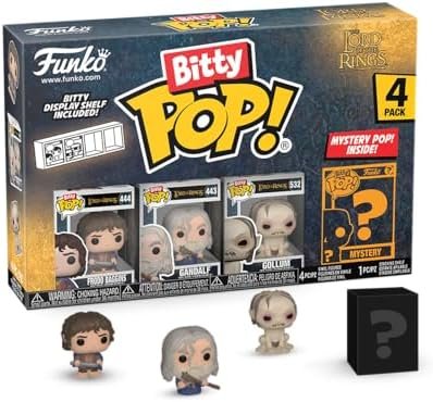 Funko Bitty Pop! Lord Of The Rings - Frodo 4PK​ et une Mini-figurine Mystère en Surprise - 2.2 Cm Collectionnable - Étagère Empilable Incluse - Idée de Cadeau - Idéal pour Sac Surprise de Fête