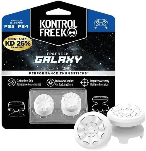KontrolFreek FPS Freek Galaxy White for PlayStation 4 (PS4) and PlayStation 5 (PS5) Controller - Performance Controllers - 1 High, 1 Middle - White