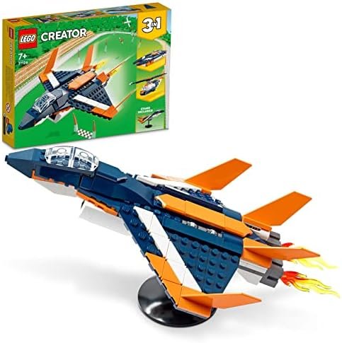 LEGO 31126 Creator 3 en 1 L’Avion Supersonique, Se Transforme en Hélicoptère et en Bateau, Jouet de Construction Pour Enfants de 7 ans et Plus