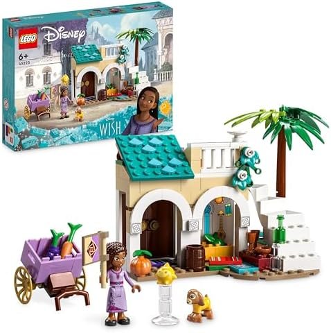 LEGO 43223 Disney Wish Asha in the City of Rosas, Movie Wish Set with Asha Doll, Valentino Goat Toy and Star Figure, Disney Gift, Girls and Boys
