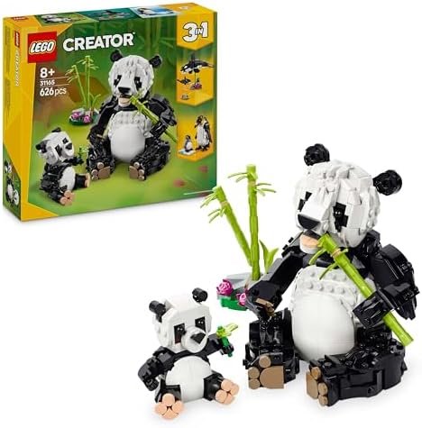 LEGO Creator 3-in-1 Wild Animals Pandas Family Building Toy Transforming into Penguins or Orc Figurines - Original Birthday Gift for Girl or Boy 8 Years Old 31165