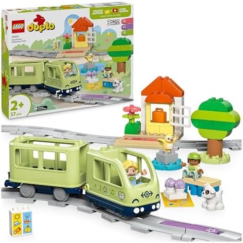 LEGO Duplo The Adventure Train Interactive 10427 - 14 Rails, Action Bricks with Sounds & Lights and 4 Figurines - Motor Skills - Original Gift for Boys or Girls from 2 Years Old