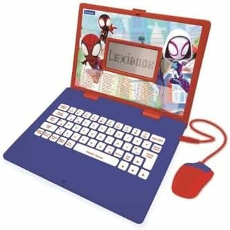 Lexibook, Spider-Man, Bilingual French/English Educational Computer, Children's Toy with 124 Activities for Learning, Fun and Playing Piano, Blue/Red, JC598SPi1