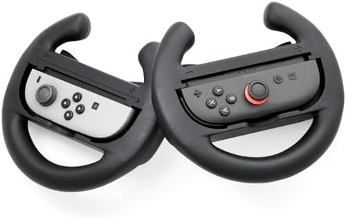 Lioncast 2 Pack Steering Wheel Compatible with Nintendo Switch with Ergonomic Handles, Joy Con Steering Wheel Switch 1&2, NSW 1&2 Wheels