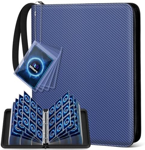Mlikero 720 Pockets Folder, Card Album with 9 Pockets per Side, Book Notebook Cards for Collecting Cards, Sports Cars, (Blue)