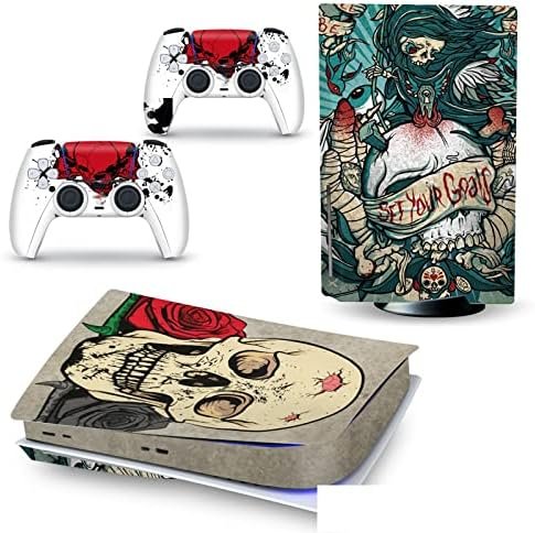 Peau Décalcomanie Console pour PS 5 Édition Disque 2 Contrôleurs Enveloppes Couverture Vinyle Version Disque pour PS5 52789 sans Bulles sans Mousse Anti-Rayures