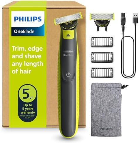 Philips OneBlade 360 Genuine Electric Beard Trimmer and Shaver, 2x 360 Blades, 3x Beard Combs (1.3.5 in), QP2724/31