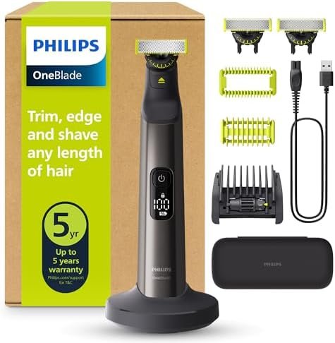 Philips OneBlade Pro 360 Authentic Face+Body - Electric Beard Trimmer, Shaver and Body Trimmer, 2 x 360 Blades, 1 Comb with 20 Cutting Heights, 1 Body Kit, 1 Charging Stand, QP6652/35