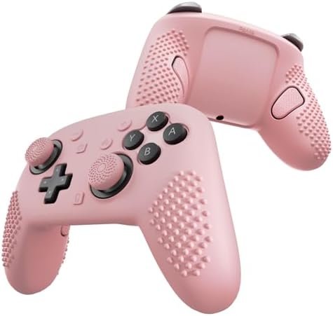 PlayVital Case for Switch 2 Pro Protective Cover for Nintendo Switch 2 Pro Grip Silicone Controller Case with Button Cap/Joystick & Sticker, Non-Slip Skin Controller Cover Pink