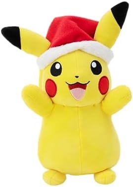 Pokémon PKW3376-20 cm Pikachu Winter Plush Toy with Christmas Hat Official Plush
