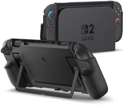 Spigen Dual Grip Case Compatible with Nintendo Switch 2 2025, Switch 2 Accessories Case - Black