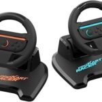 Subsonic – Lot de 2 volants de course pour Joy-Con Nintendo Switch et Switch 2 – Volants pliables avec stand et support ventouses compatible Joycon Switch et Switch 2 - Noir