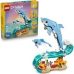 LEGO Creator 3-in-1 Sea Animals: Beautiful Dolphins Toy with Sea Animal Figurine Transforming into Seahorse or Crab - DIY Decoration - Original Gift for Girl or Boy 9 Years 31385
